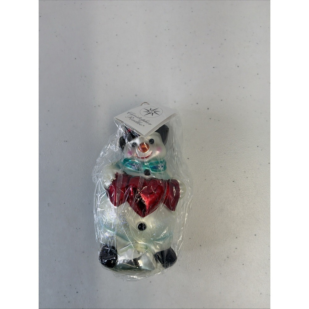 Christopher Radko Love You This Much Snowman Glass Christmas Ornament 2001 NIB